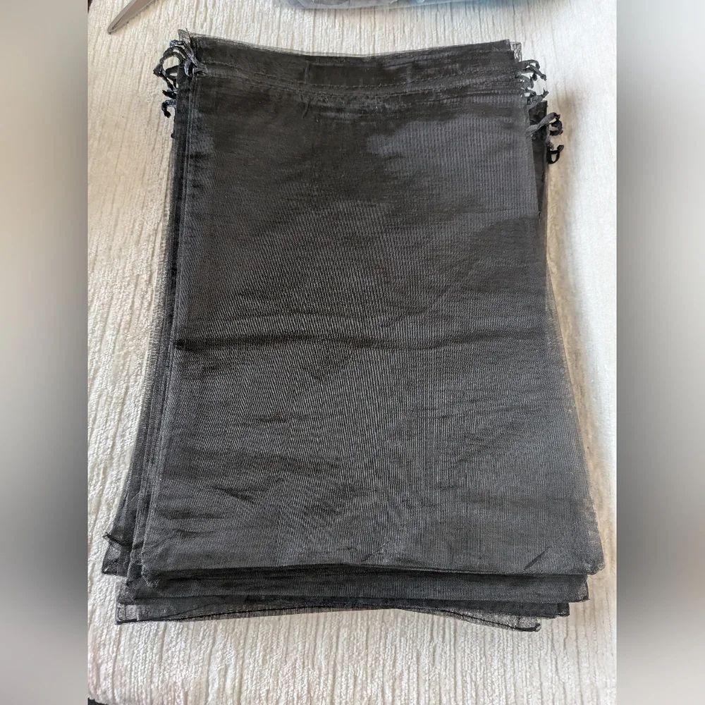 Organza Bags Set Of 25 Large Black Gift Bags Drawstring Sheer